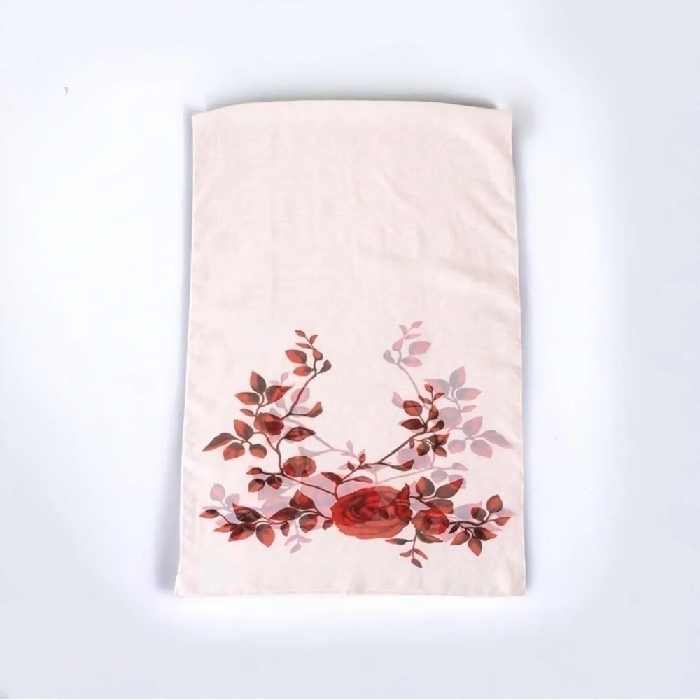 Floral Print Chiffon Scarf- Womans Rose Printed Sheer Scarf